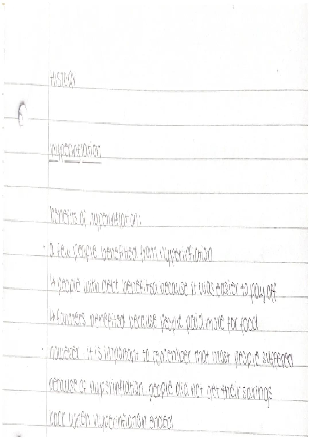 hyperinflation
cause of hyperinflation:
- when money was printed, governments fied currency to a fixed value
of gold
but weimar germany did