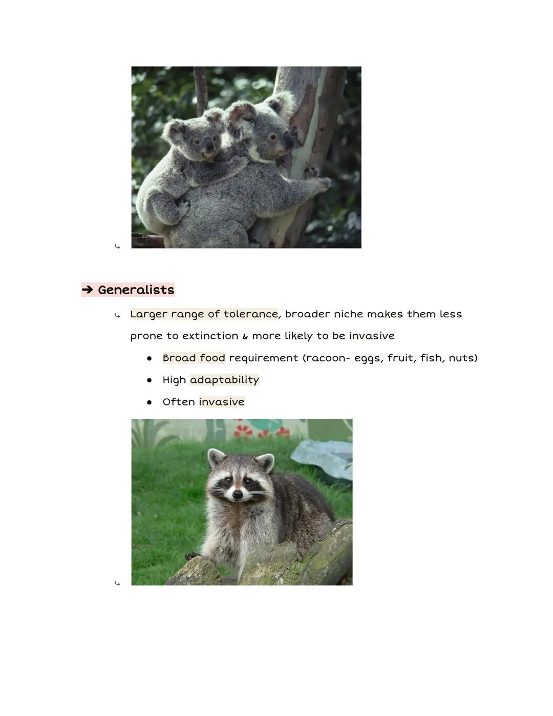 3.1: Specialist vs. Generalist
Species
Specialists
narrow niche
less adaptable because of specialized needs
more likely to become extinct
us