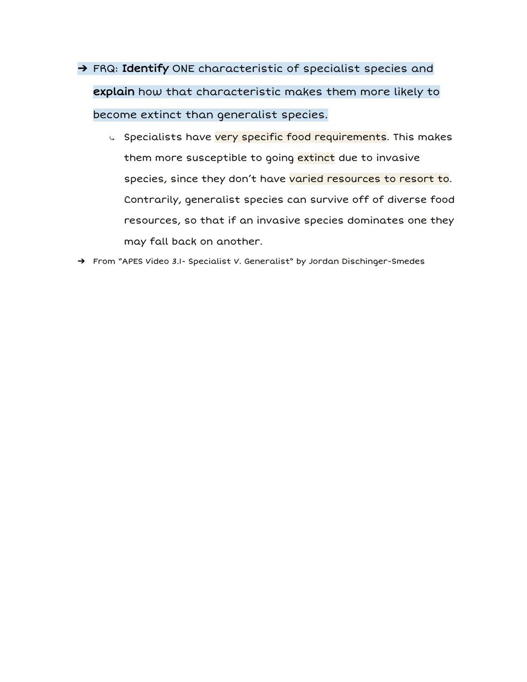 3.1: Specialist vs. Generalist
Species
Specialists
narrow niche
less adaptable because of specialized needs
more likely to become extinct
us