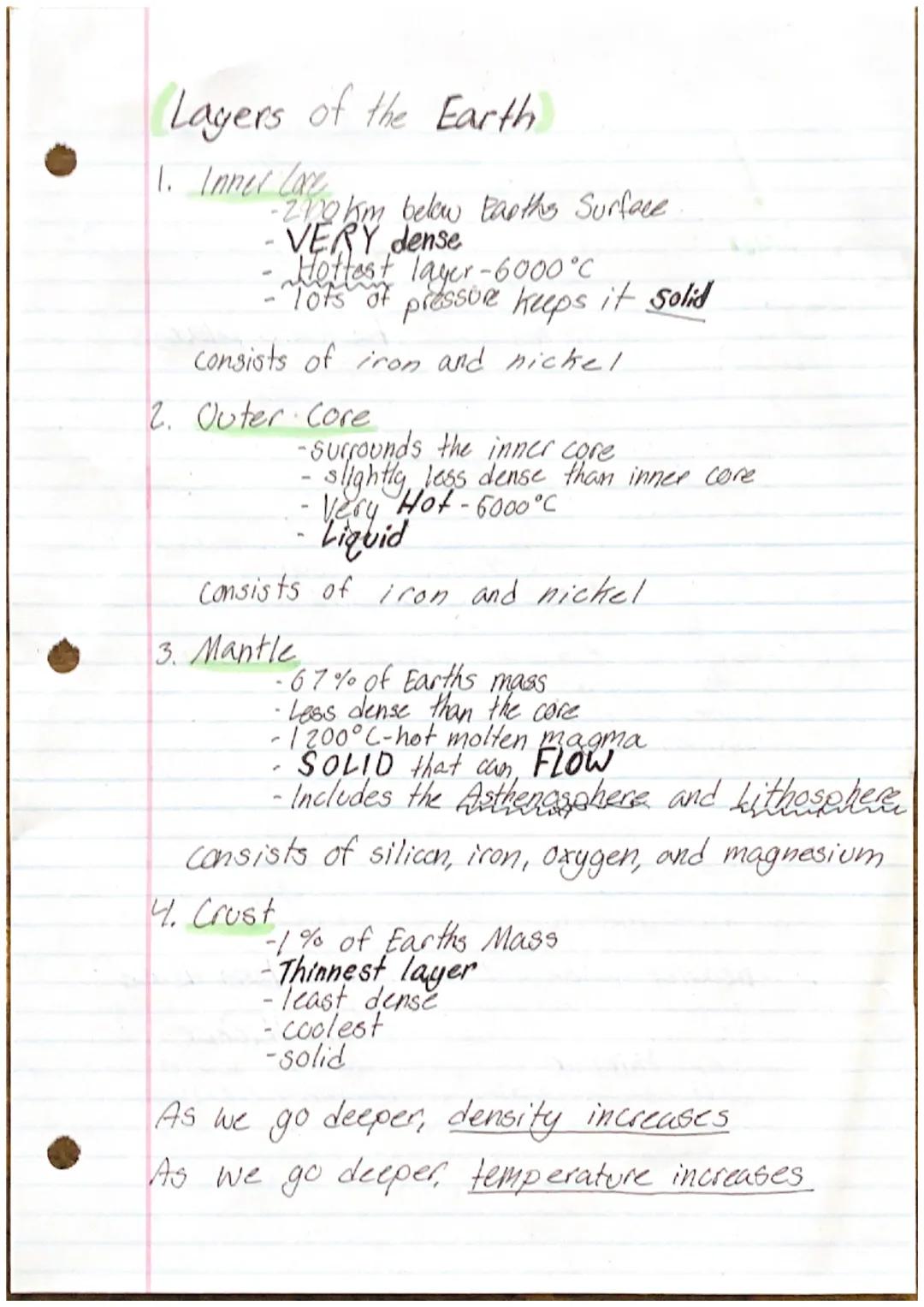 Layers of the Earth
1. Innel Lave km below Barths Surface
VERY dense
Hottest layer-6000°C
-Tots of pressue keeps it solid
consists of iron a
