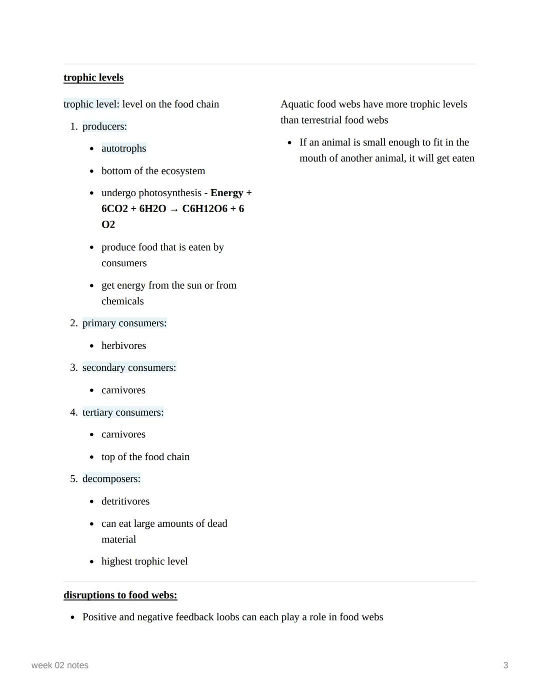 week 02 notes
Organism: Survival and reproduction, the unit
of natural selection
Population: any complete group with at least
one characteri
