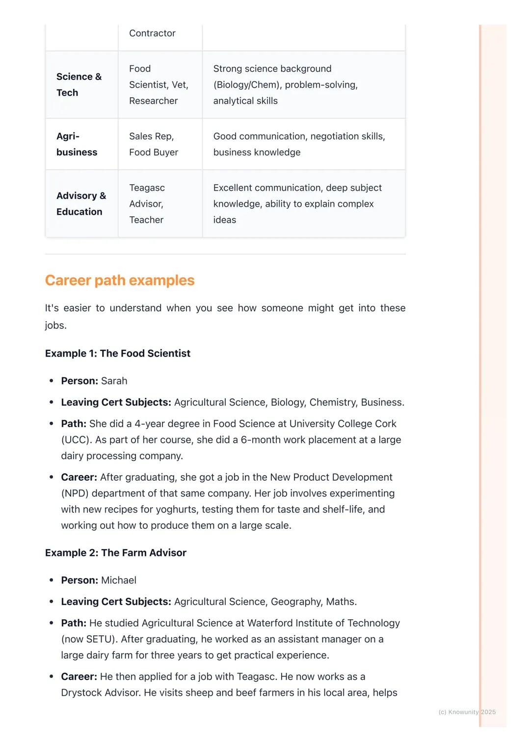 # Career Opportunities in
Agriculture
An overview of career opportunities
Agriculture is a huge part of the Irish economy, so it's not jus