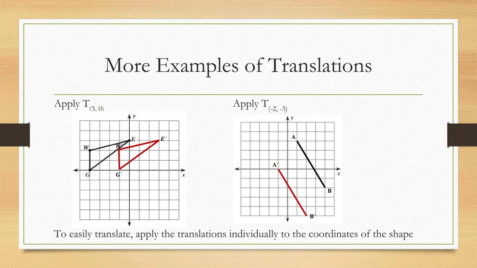 # Transformations
Translations of Two Dimensional Figures Vocabulary
• Transformation: the word transform means to change. This unit is
ab
