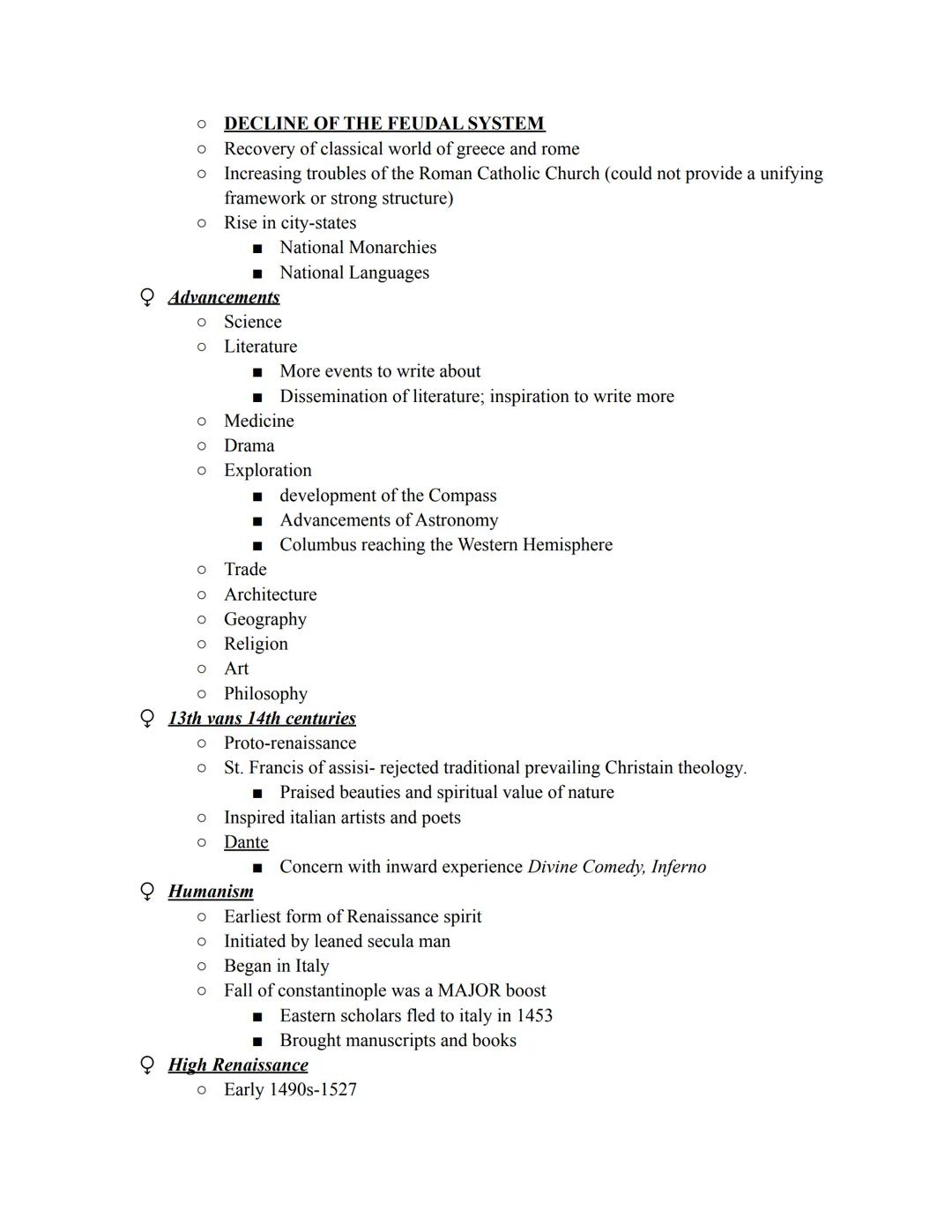 What happened after the Black Death?
O
Deaths led to economic decline (% of Europeans)
O
Freedom from serfdom -> no longer tied to the land
