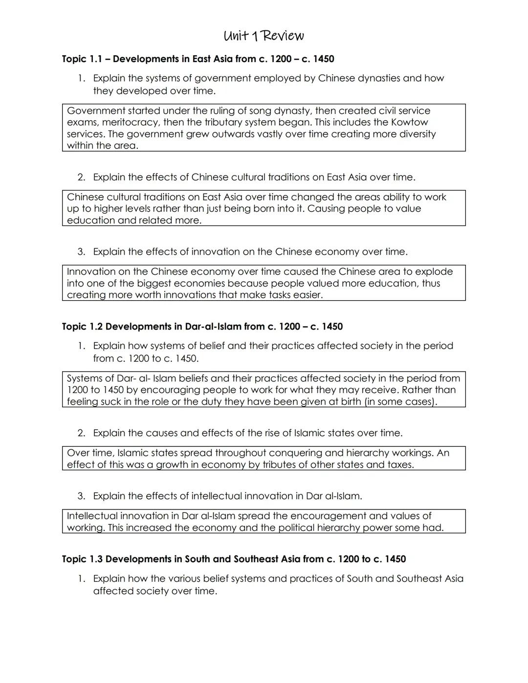 Unit 1 Review: AP World History Prep