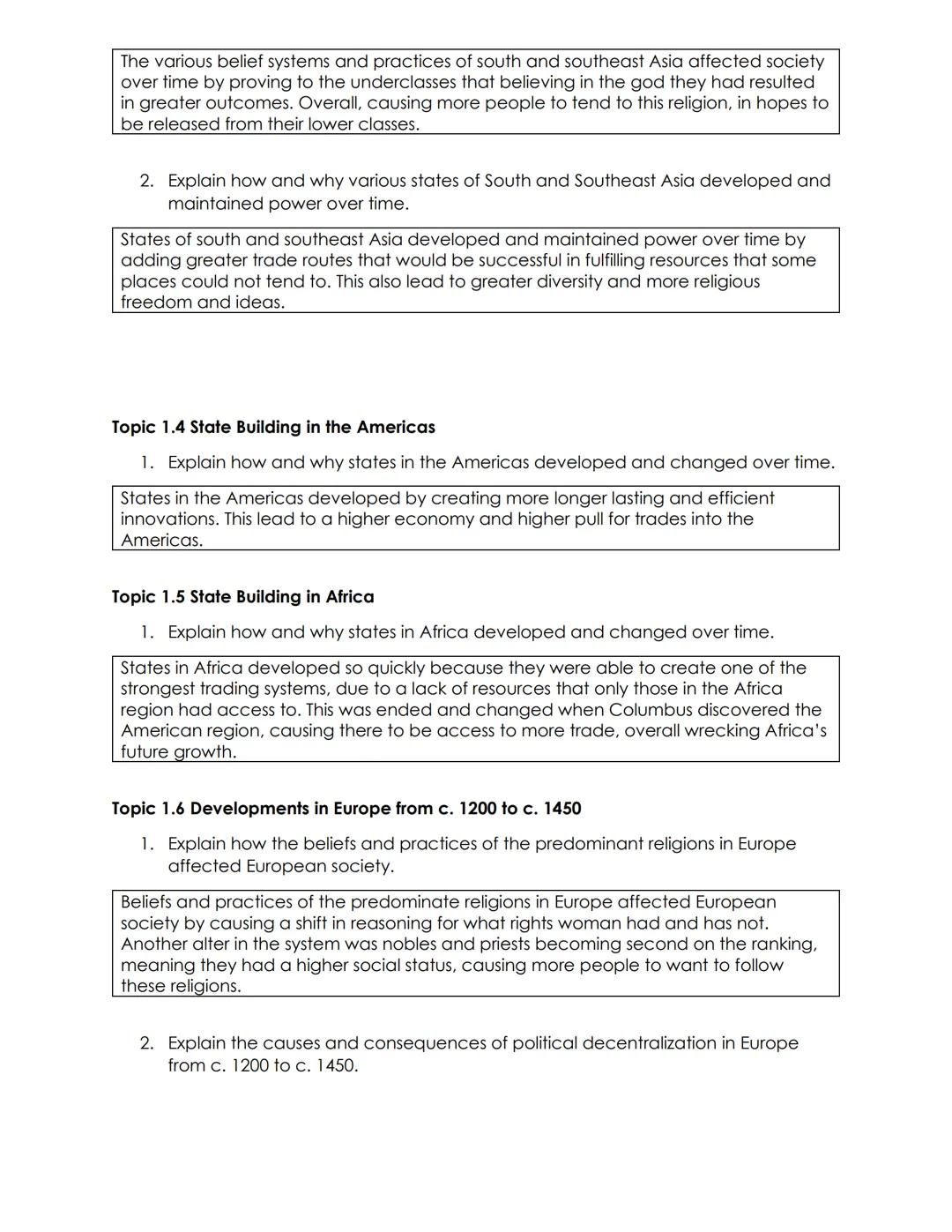 Unit 1 Review
Topic 1.1 - Developments in East Asia from c. 1200 - c. 1450
1. Explain the systems of government employed by Chinese dynastie