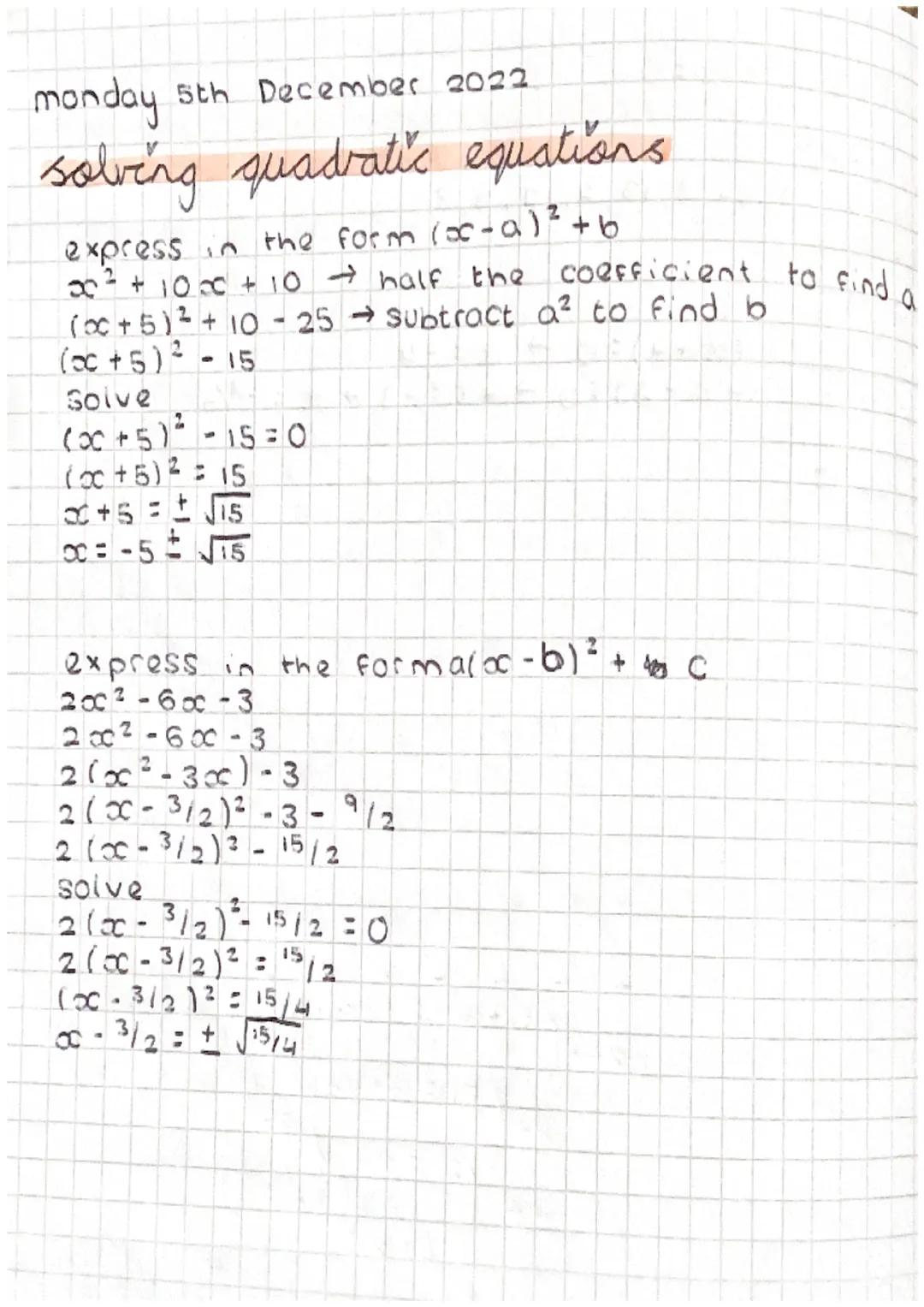 solving quadratic equations.
DC 2
+5x+6:0
a
b
b= sum of number pair
C= product of number pars
list factors OF C
Find a pair which sum
T
(x +
