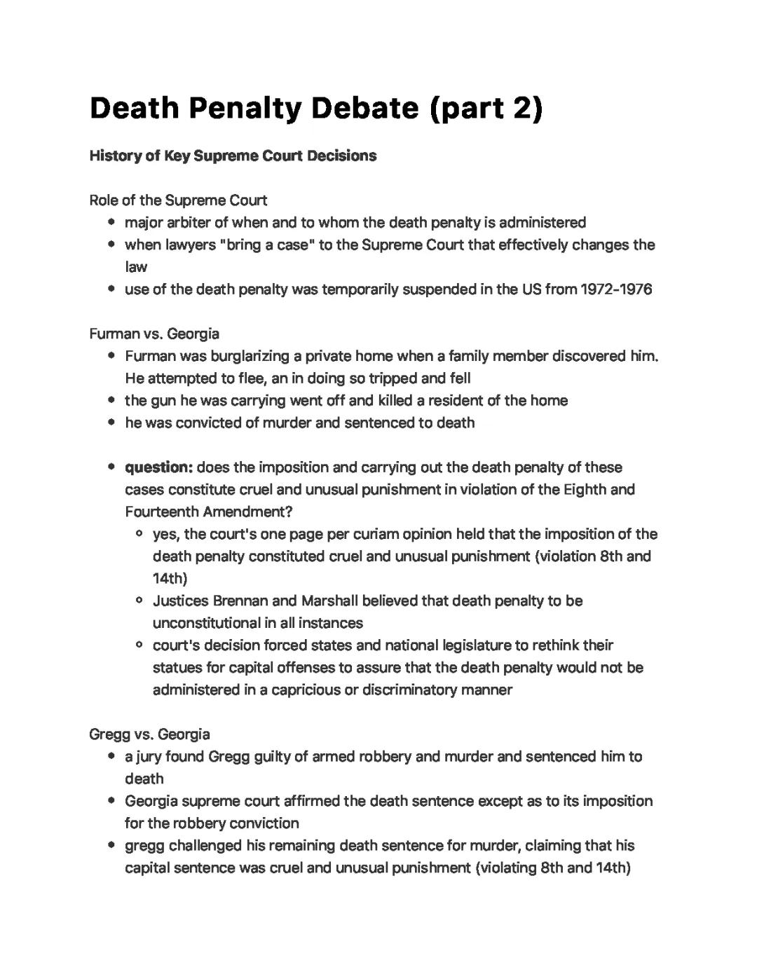 Death Penalty Debate Lecture Notes