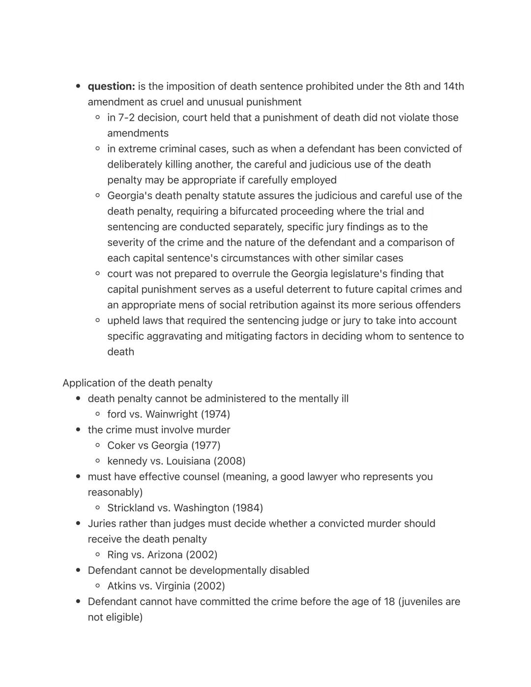 Death Penalty Debate (part 2)
History of Key Supreme Court Decisions
Role of the Supreme Court
• major arbiter of when and to whom the death