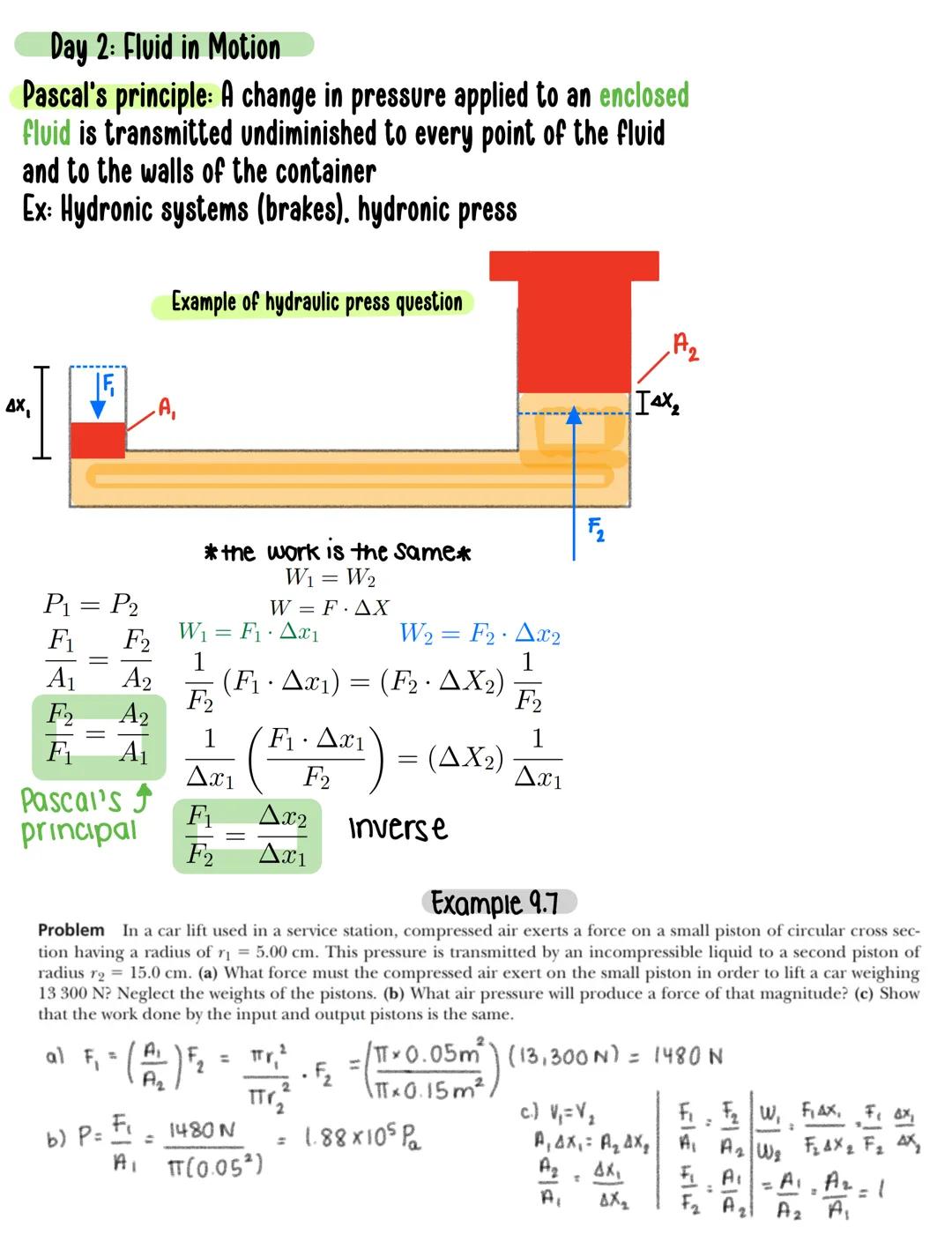 # Chapter nine: Fluids
Density and Pressure
DENSITY IS DEFINED AS
$\rho$=$\frac{m}{V}$kg/m³
PRESSURE IS DEFINED AS
P=$\,\frac{F}{A}$Pa