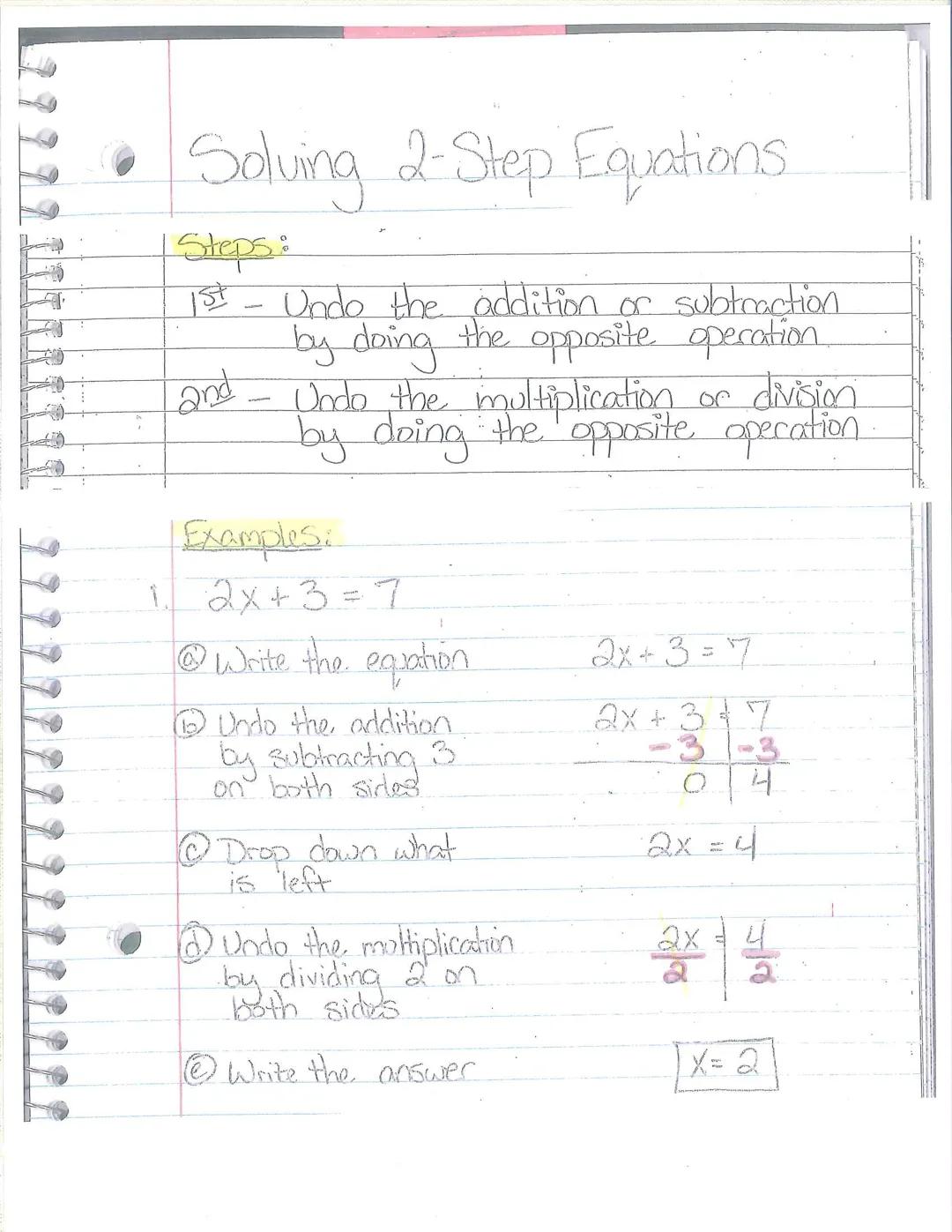 # Solving 2-Step Equations.
Steps:
15- Undo the addition or subtraction
by doing the opposite operation
and - Undo the multiplication or