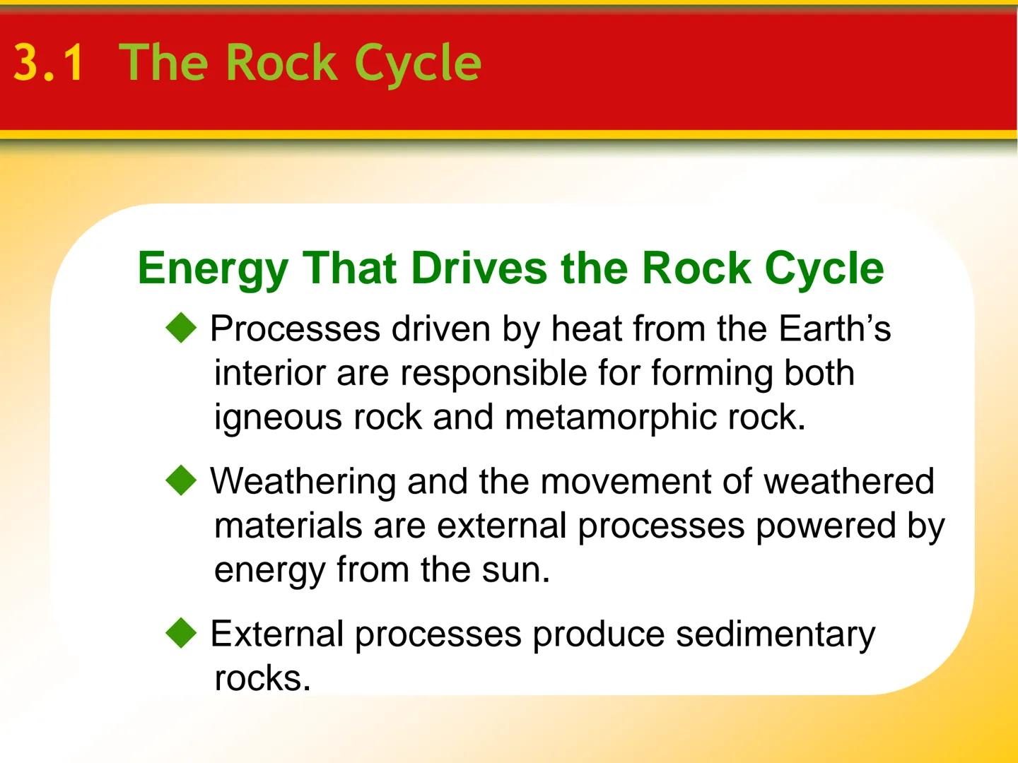 Chapter
3
Rocks 3.1 The Rock Cycle
Rocks
Rocks are any solid mass of mineral or
mineral-like matter occurring naturally
as part of our plane