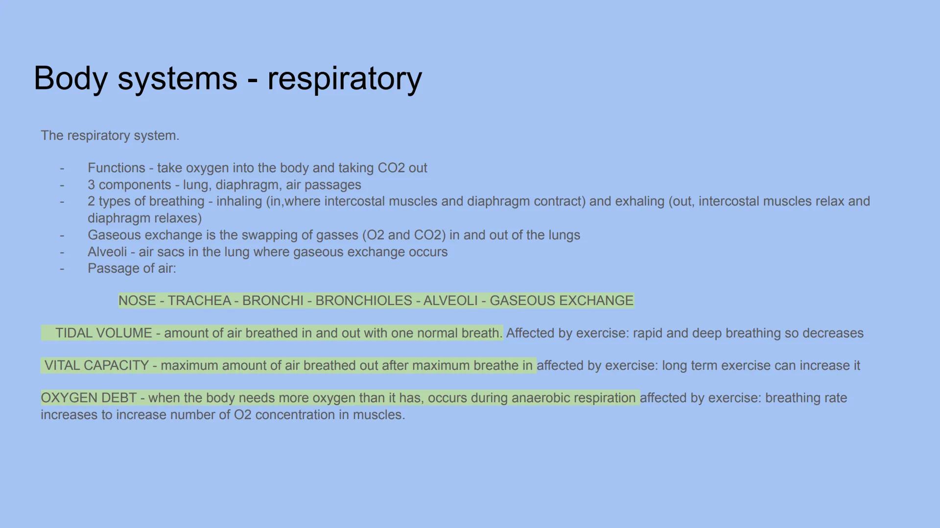 Body Systems- respiratory and
cardiovascular Body systems - respiratory
The respiratory system.
Functions - take oxygen into the body and ta
