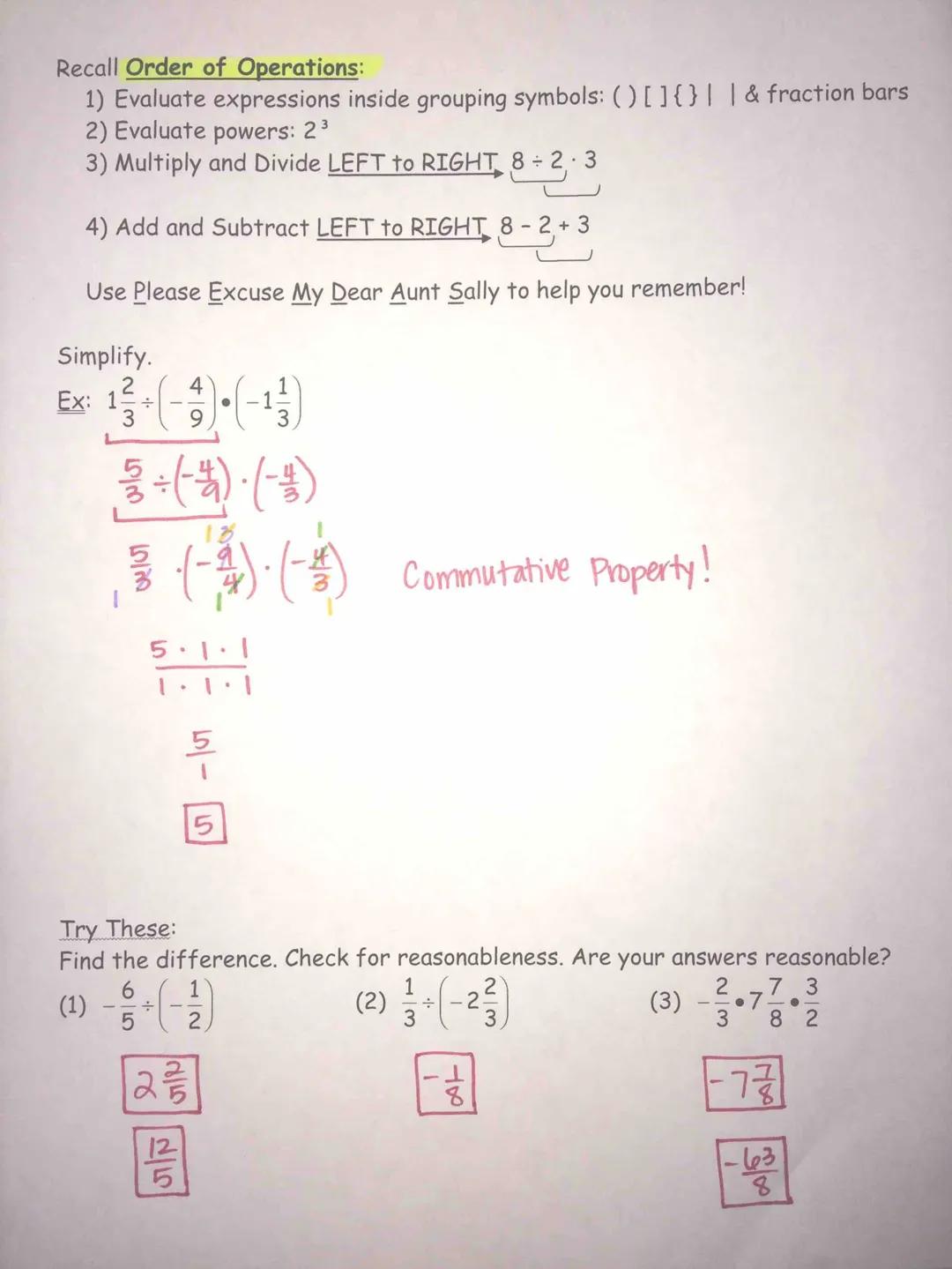 2.4A Multiplying & Dividing Rational Numbers - Fractions
Recall the rules for multiplying and dividing integers:
SAME signs = POSITIVE answe
