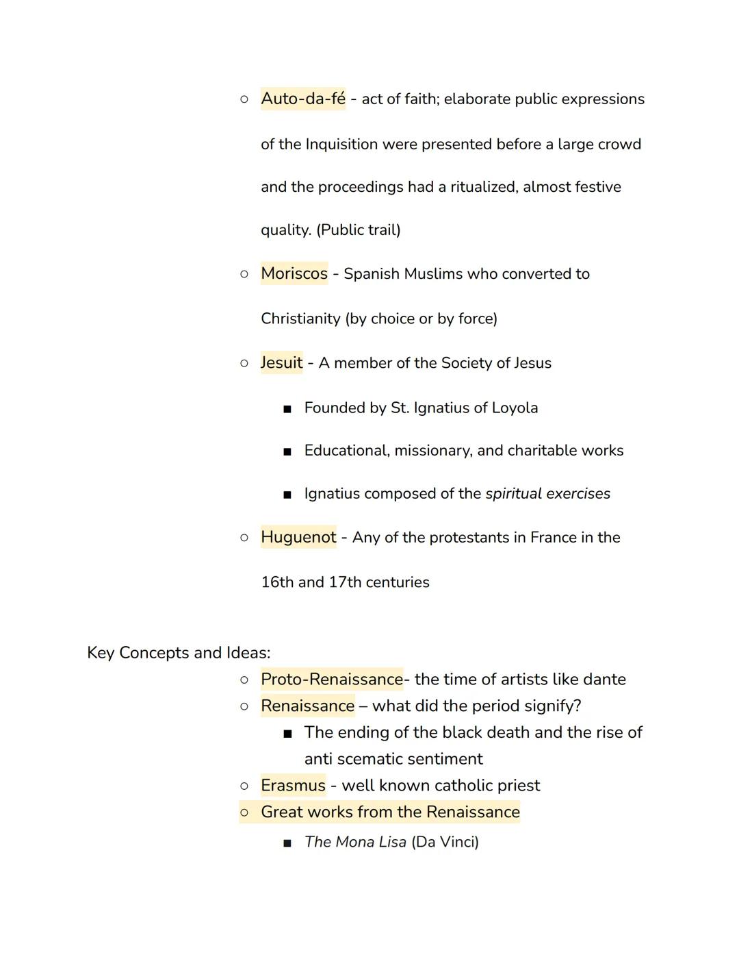 Key Terms:
Test #2 Study Guide
Renaissance to English Reformation
Locations:
o France
o Spain
o Portugal
o Germany
O
o Switzerland
o Atlanti