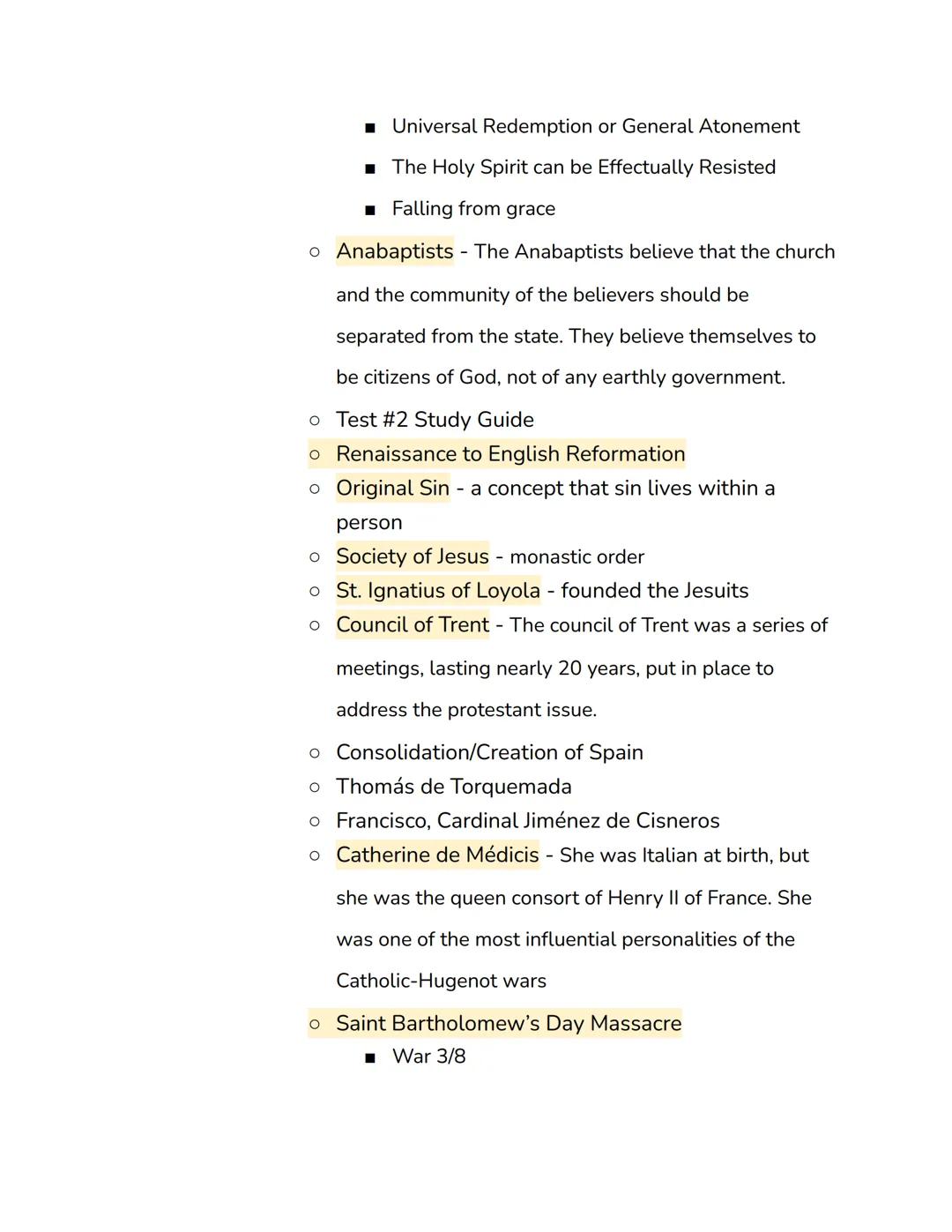 Key Terms:
Test #2 Study Guide
Renaissance to English Reformation
Locations:
o France
o Spain
o Portugal
o Germany
O
o Switzerland
o Atlanti