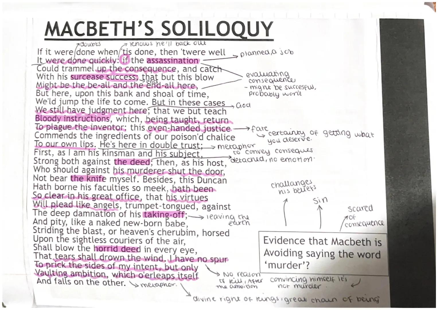 MACBETH'S SOLILOQUY
doubts
knows he'll back out
If it were done when/'tis done, then 'twere well
It were done quickly: if the assassination