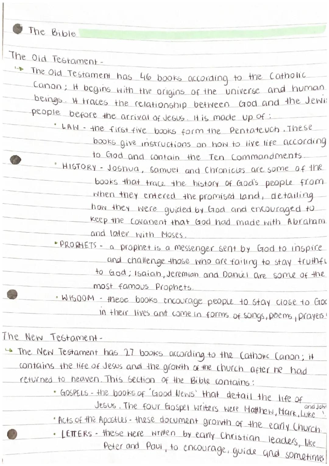 The Bible
How the Bible is structured
1 The Bible is divided into two large sections called the old and
New testament. The word 'testament'