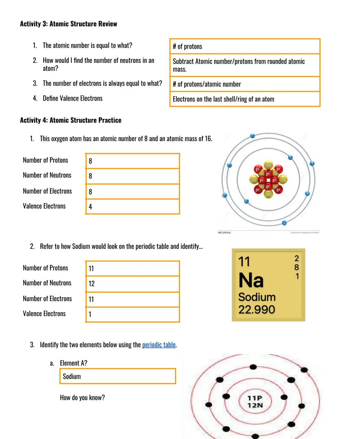 ++
Lithium; the number of protons, decides what type of element it is.
Activity 2: Reading a Periodic Table
Be
Beryllium
9.01218
Atomic Stru