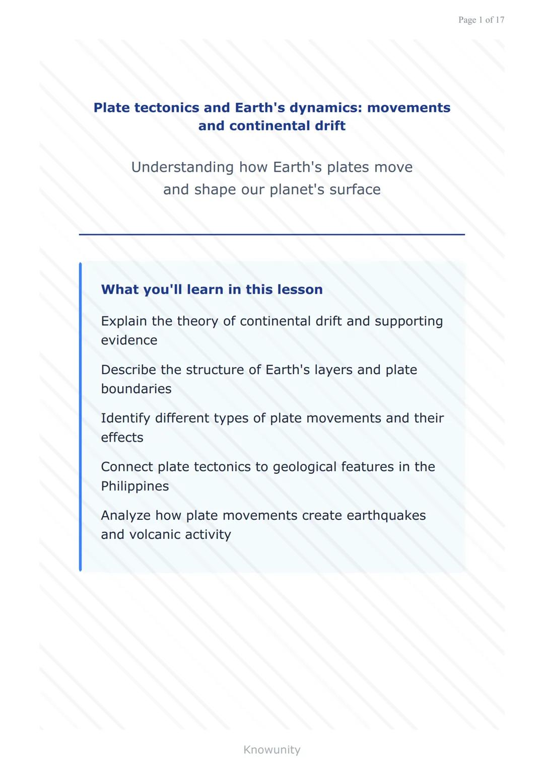 Plate tectonics and Earth's dynamics: movements and continental drift