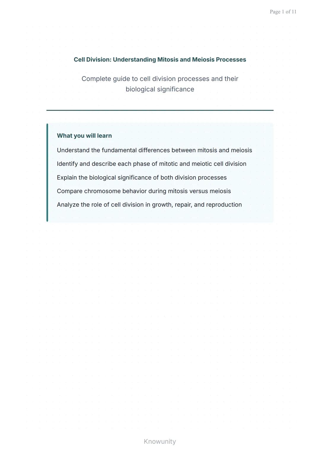 Cell Division: Understanding Mitosis and Meiosis Processes