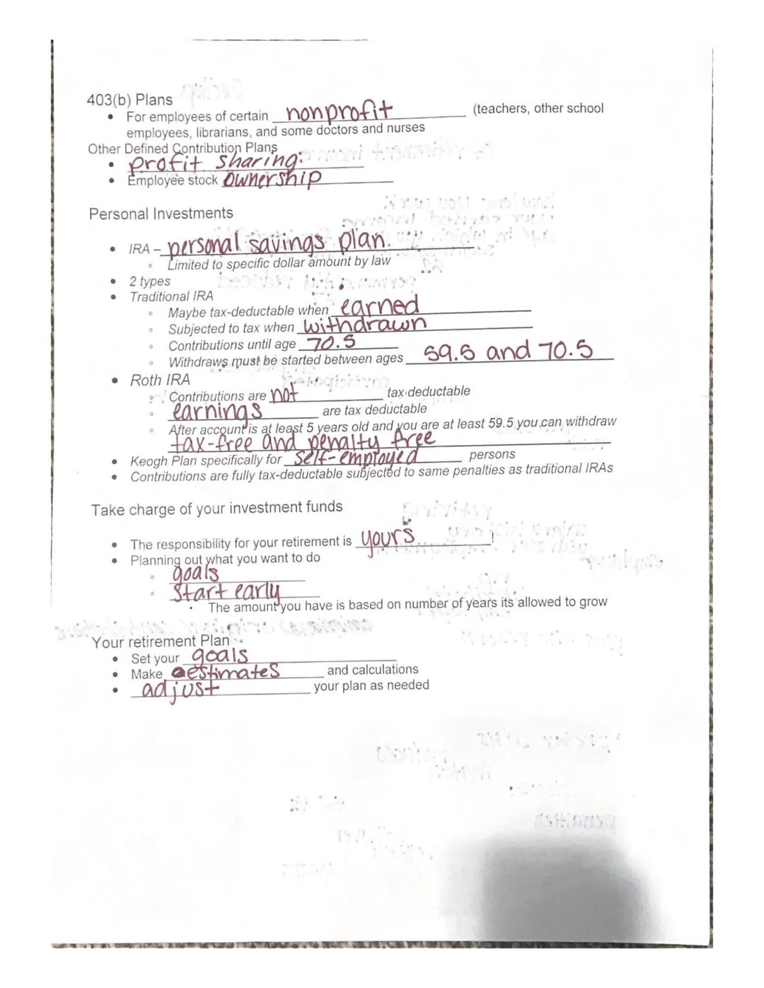 Retirement Planning Notes
Social Security
●
The most basic source of retirement income.
Funded through taxes paid by citizens whom are Curre