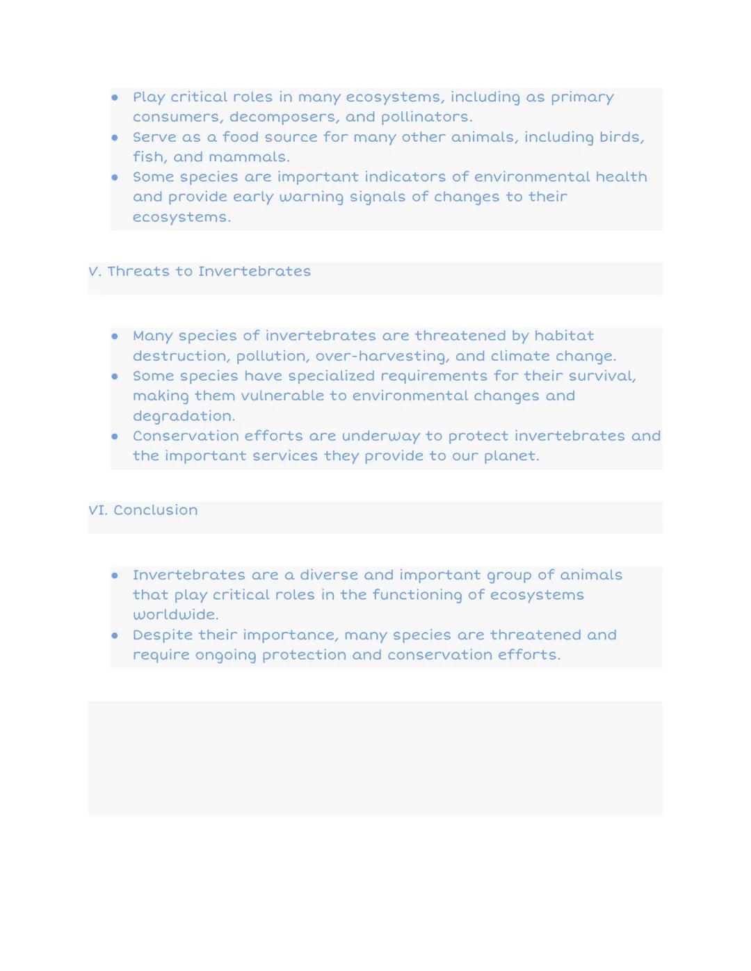 Notes on Invertebrates
Animals without backbones
freshwater sponge
sea gooseberry
whelk
I. Introduction
sea anemone
sea urchin
earthworm
dug