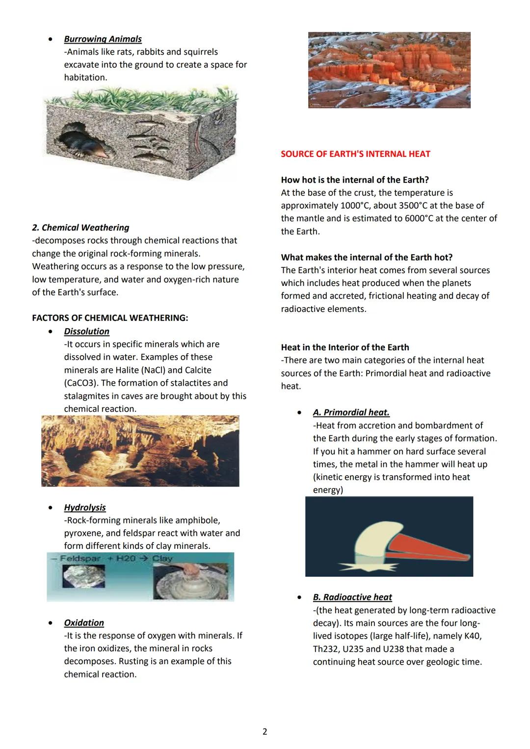 WEATHERING OF ROCKSO AND FARTH'S INTERIOR
WEATHERING OF ROCKS
-Weathering refers to the process of decomposition
and disintegration of rocks