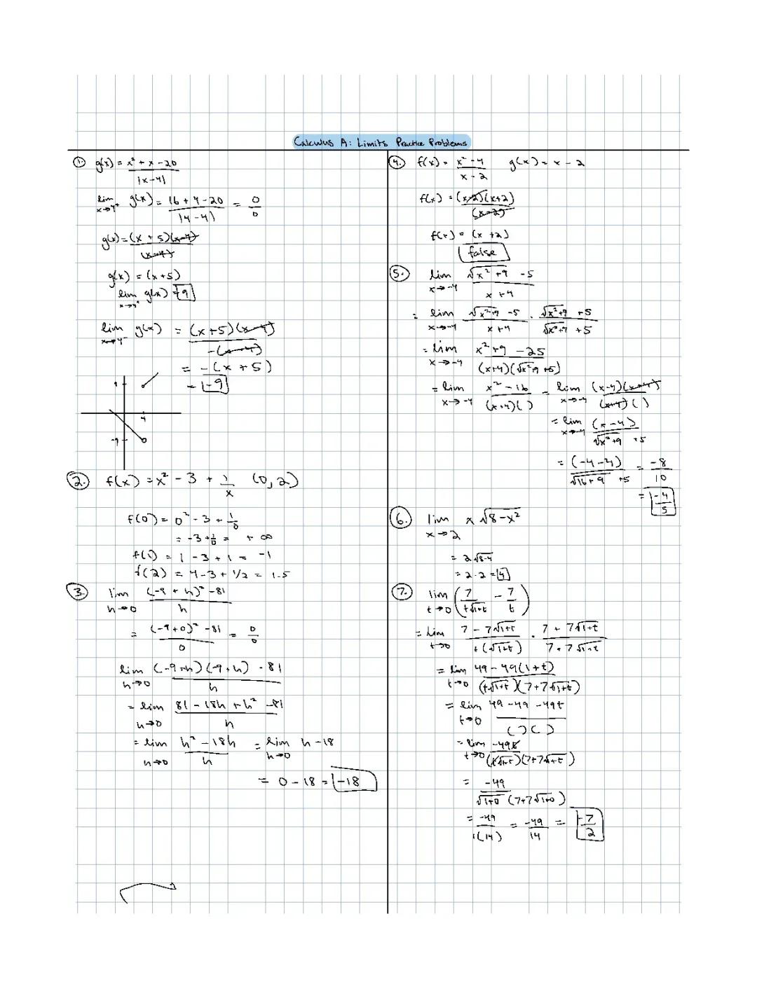 Mastering Calculus A: Practice Problems on Limits