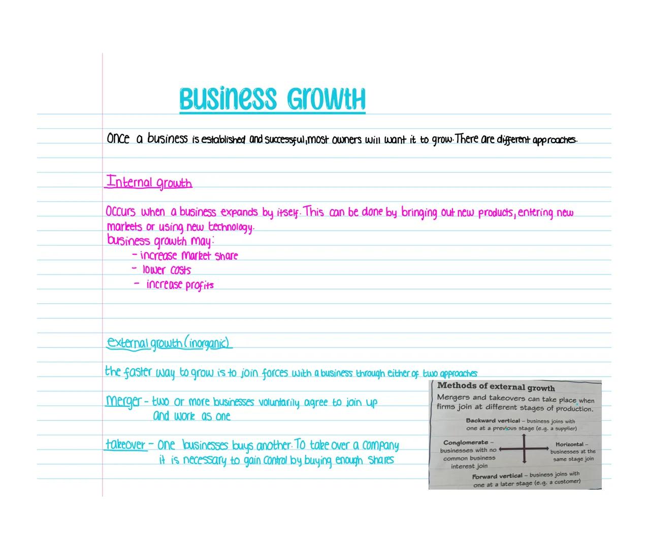 Business GrowtH
Once a business is established and successful, most owners will want it to grow. There are different approaches.
Internal gr