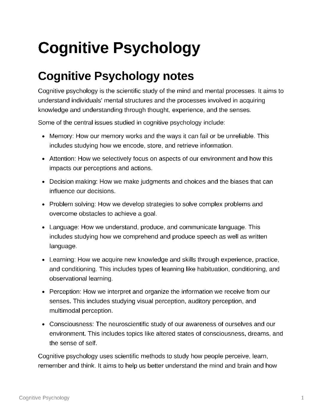 Cognitive Psychology