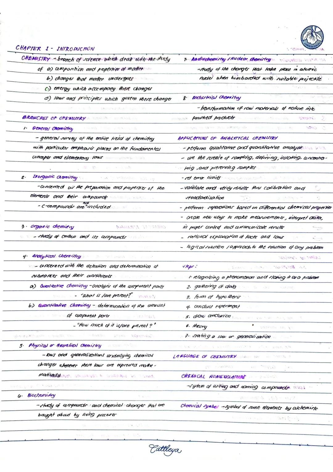 CHAPTER I INTRODUCHON
CHEMISTRY-branch of science which dealt with the study
of a) comparition and properties of matter
6) changes that mat