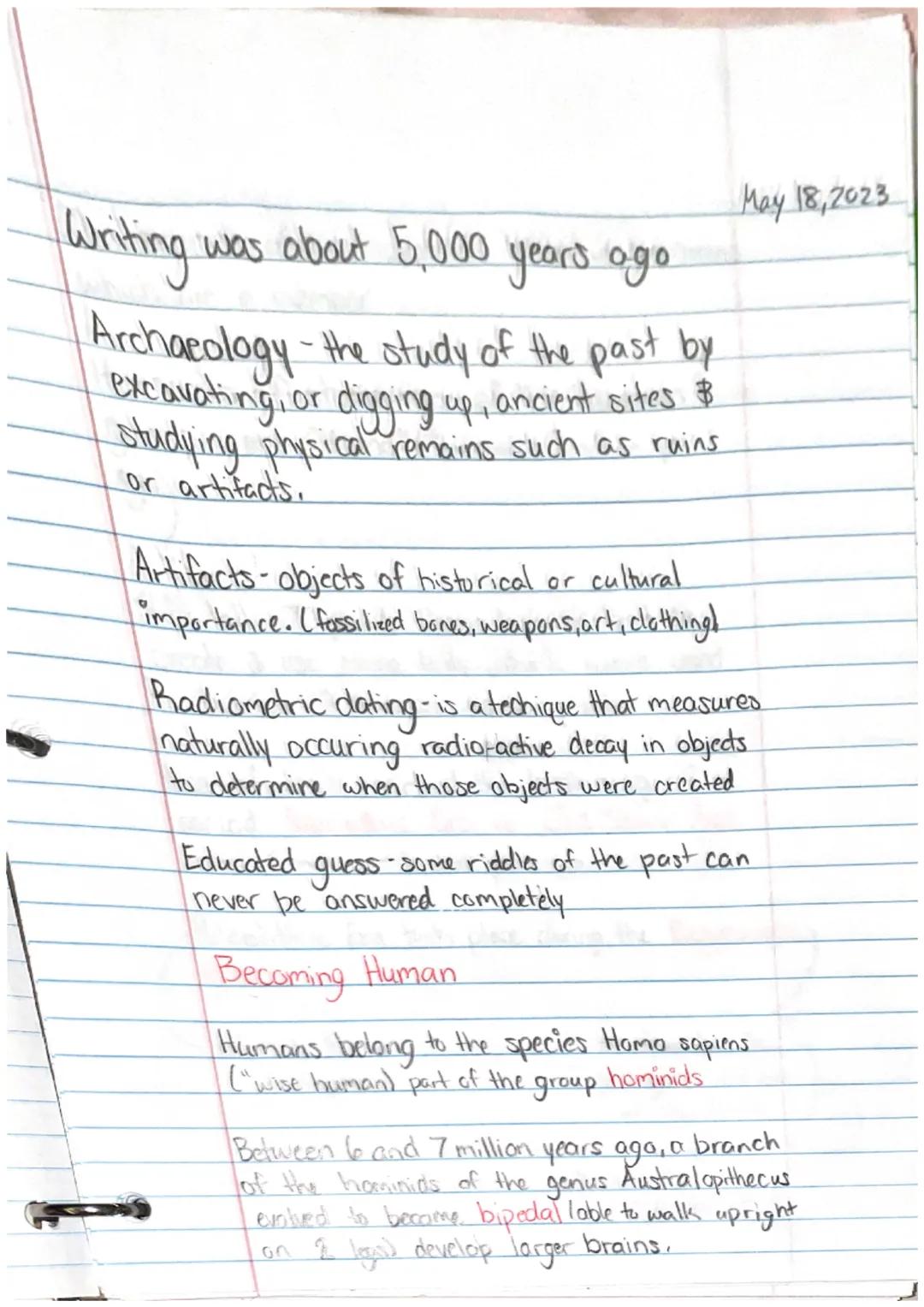 Ancient Civilization & 1st Humans
Human evolution began with hominids
They Takeaways
• Prehistory is the story of human history
before th