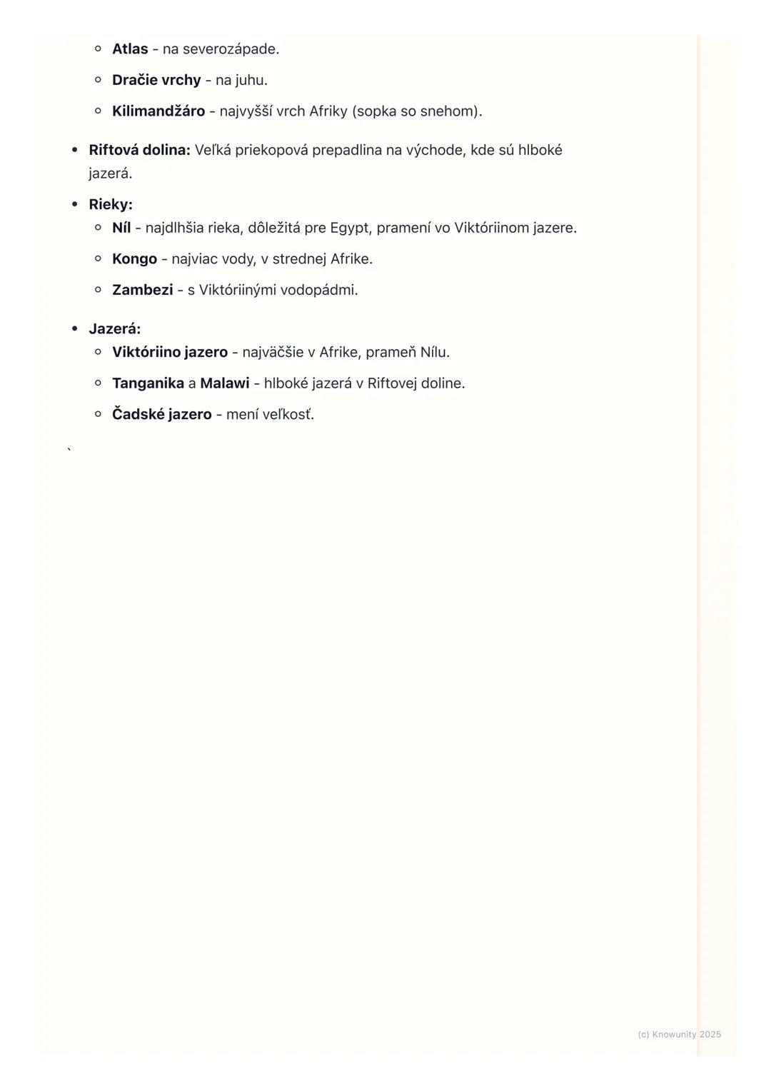 # Povrch a vodstvo Afriky
1. Úvod do povrchu a vodstva Afriky
Afrika je obrovský kontinent a má veľmi rozmanitý povrch a veľa zaujímavých