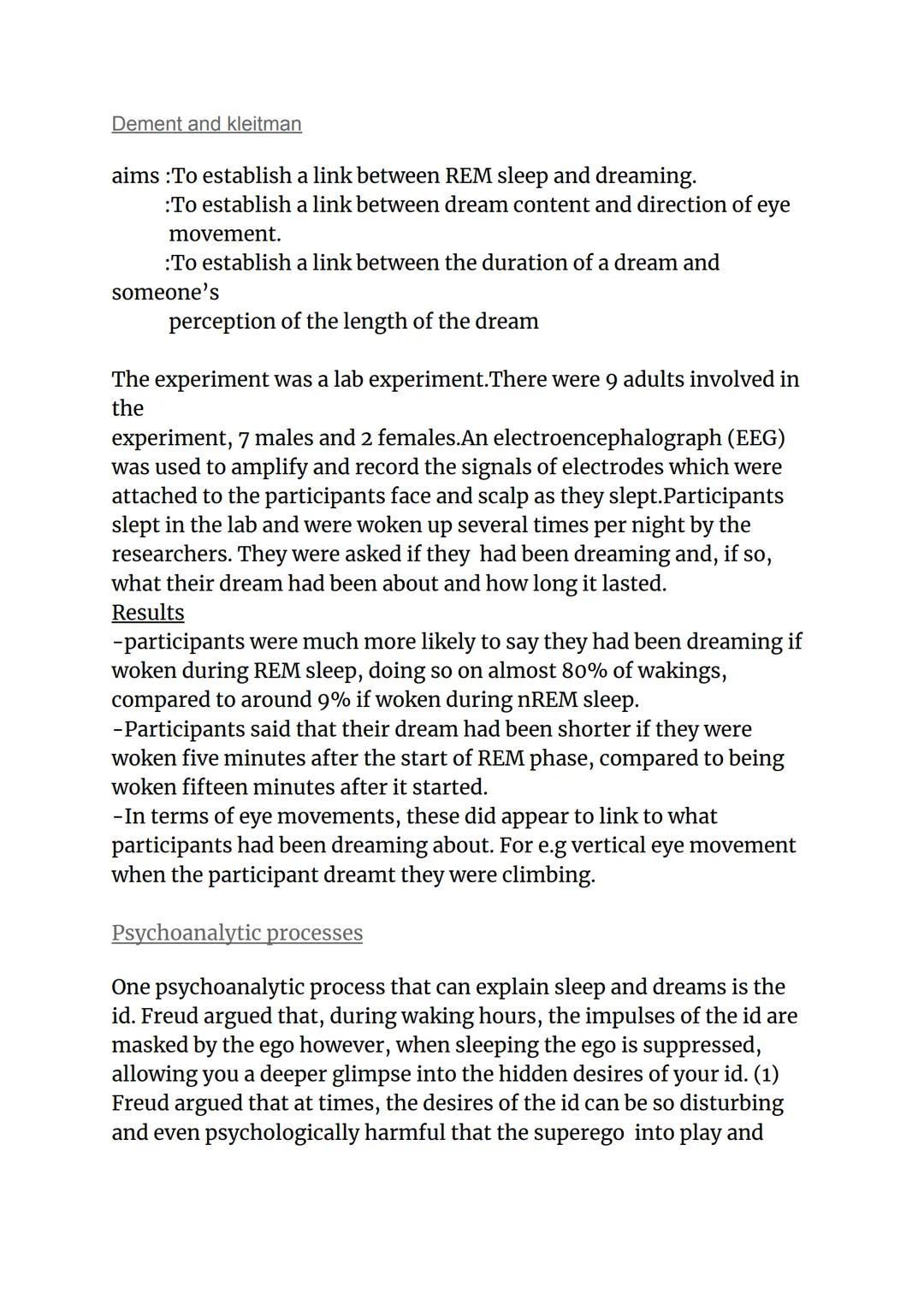 The latent content
# Sleep & dreams
The latent content is the true meaning behind the symbols in the
dream (1), whilst the manifest conten