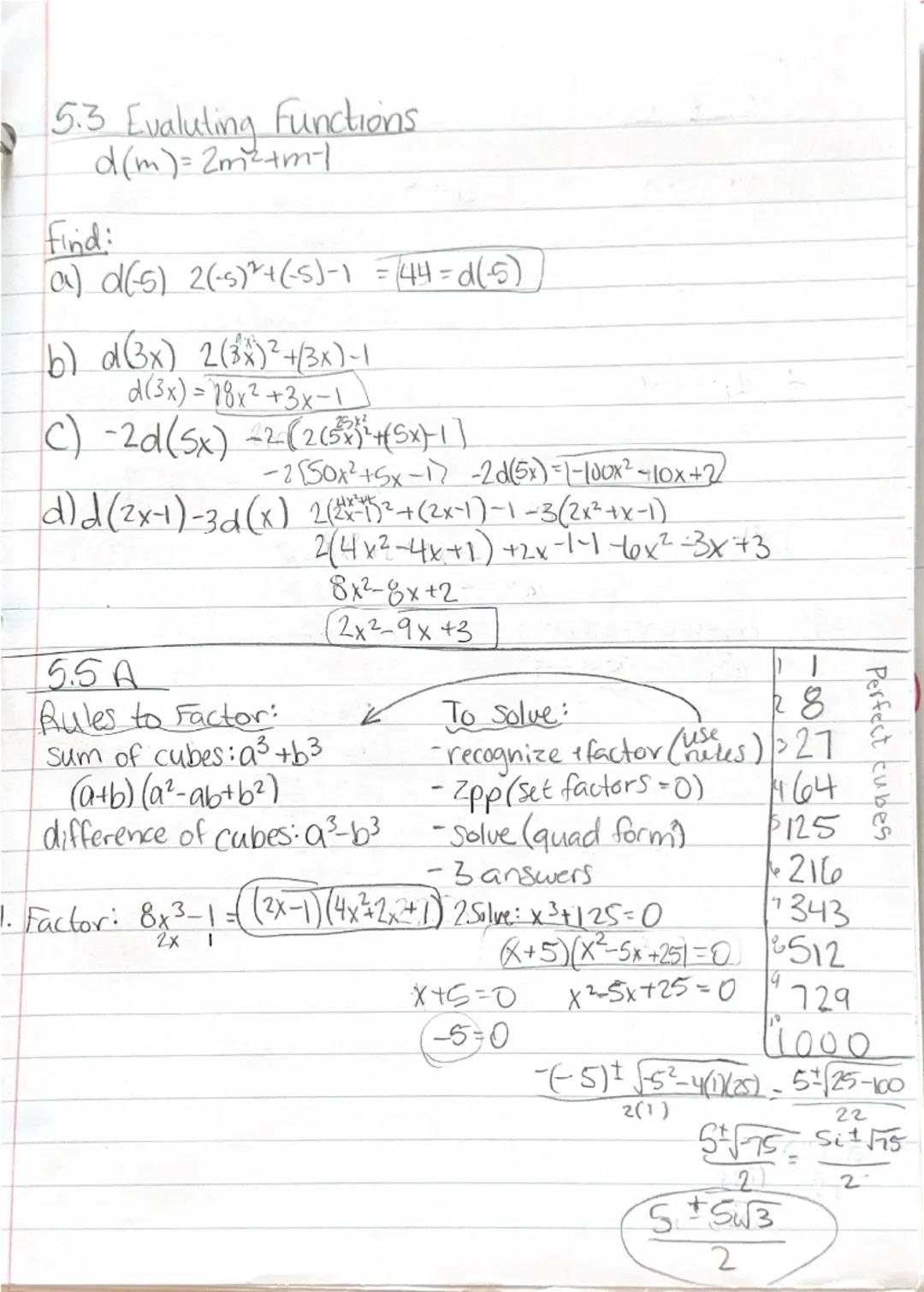 5.2 Dividing Polynomials
Divisor (x+c) or (x-c): synthetic diüson
Divisor in other form(not linear, leading coe #1)
Remainers written as