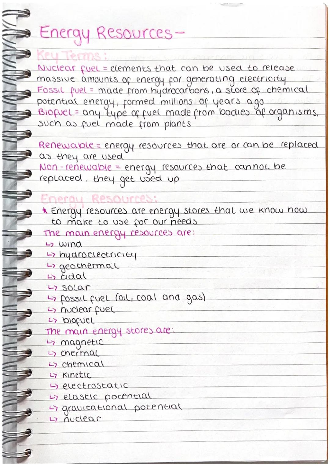 Energy Resources-
Key Terms:
Nuclear fuel = elements that can be used to release
massive amounts of energy for generating electricity
Fossi