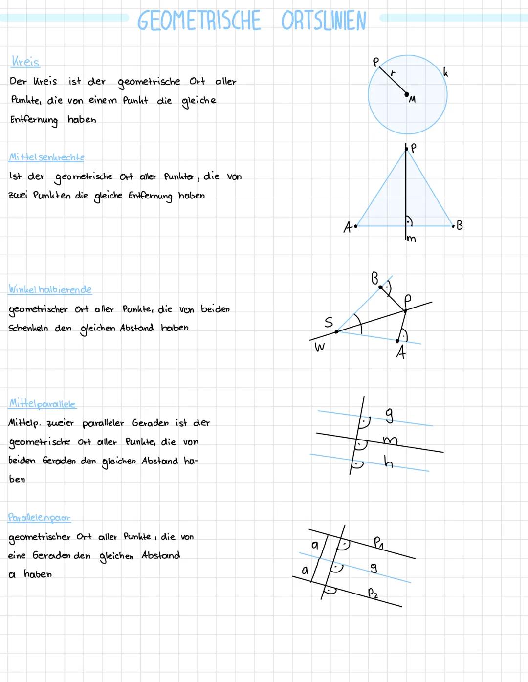 # GEOMETRISCHE ORTSLINIEN
९
Kreis
Der Kreis ist der geometrische Ort aller
Punkte, die von einem Punkt die gleiche
Entfernung haben
Mi H