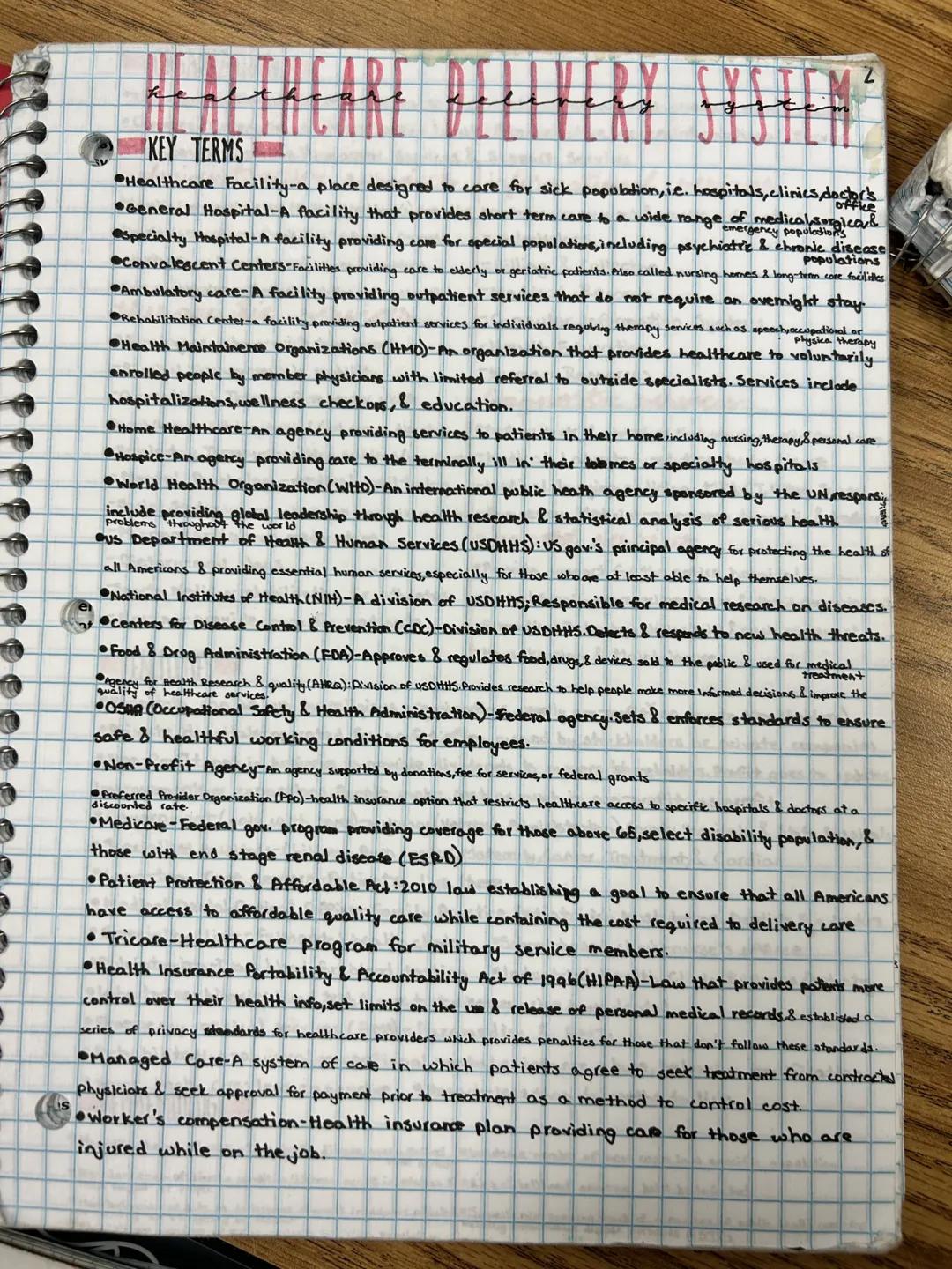 2
KEY TERMS
office
populations
Healthcare Facility-a place designed to care for sick population, i.e. hospitals, clinics, doctor's
General H
