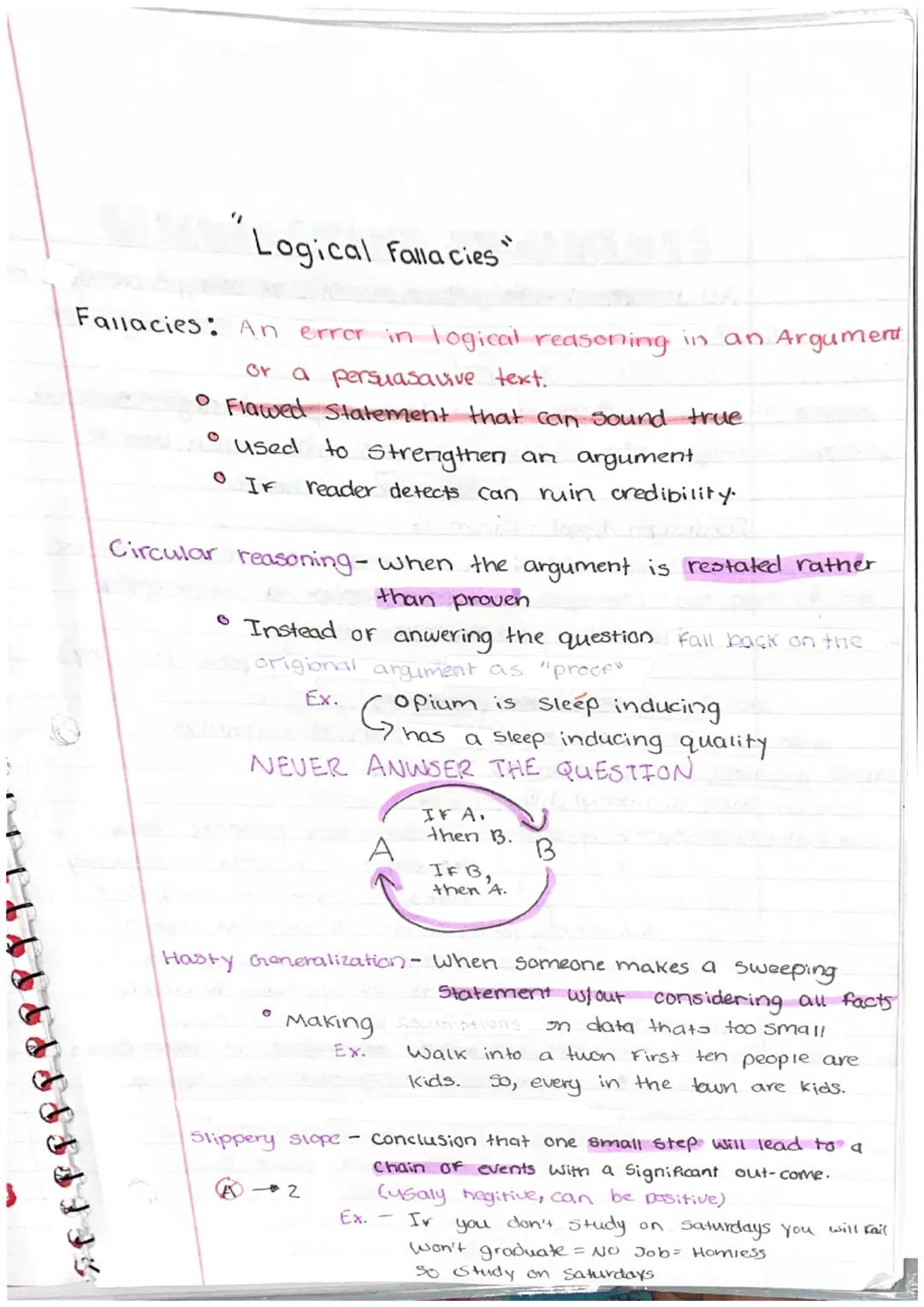 # Logical Fallacies
Fallacies: An error in logical reasoning in an Argument
or a persuasavive text.
* Flawed Statement that can sound tr
