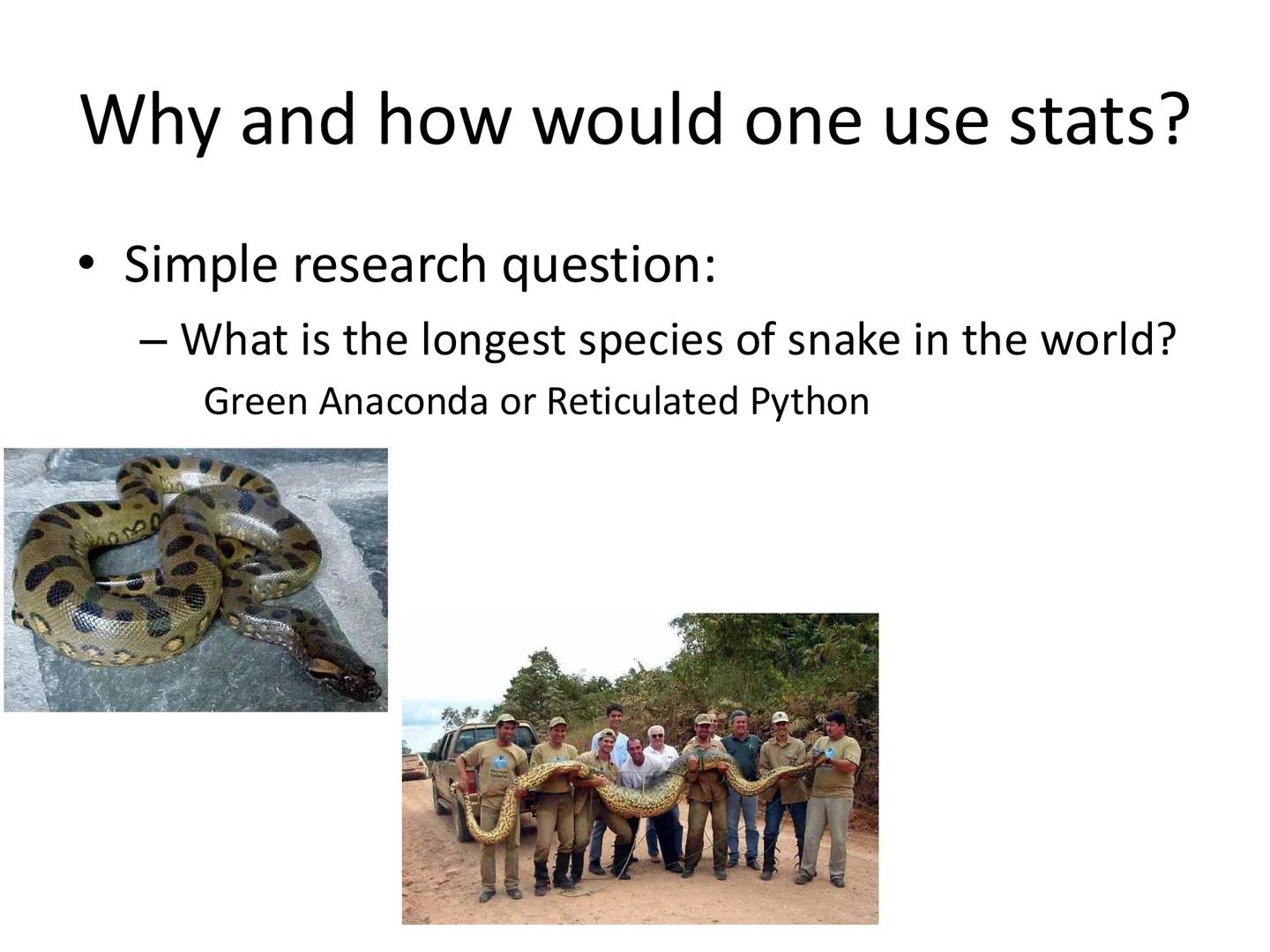 Introduction to Statistics # Introduction to Statistics
- Why is this important?
- Skill needed by scientists
- Tool used for scientific ex