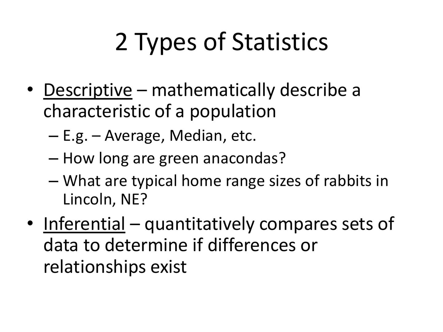 Introduction to Statistics # Introduction to Statistics
- Why is this important?
- Skill needed by scientists
- Tool used for scientific ex