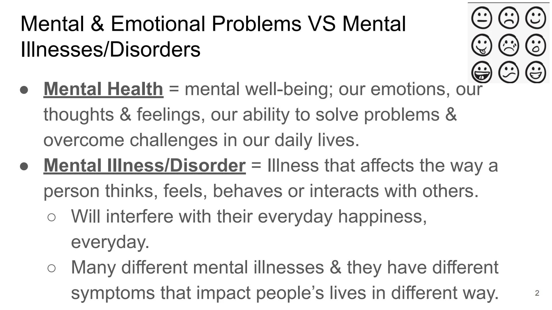 Mental &
Emotional
Problems/issues Mental & Emotional Problems VS Mental
Illnesses/Disorders
:
mee
•⠀ ⠀
::D
Mental Health = mental well-bein