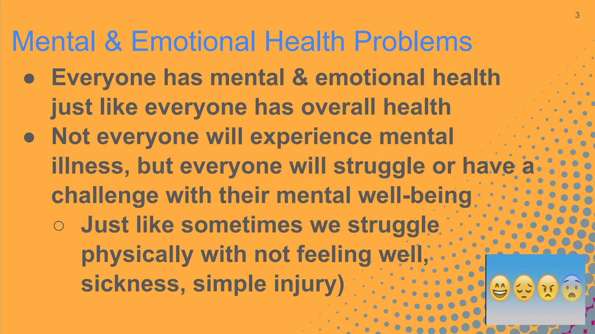 Mental &
Emotional
Problems/issues Mental & Emotional Problems VS Mental
Illnesses/Disorders
:
mee
•⠀ ⠀
::D
Mental Health = mental well-bein