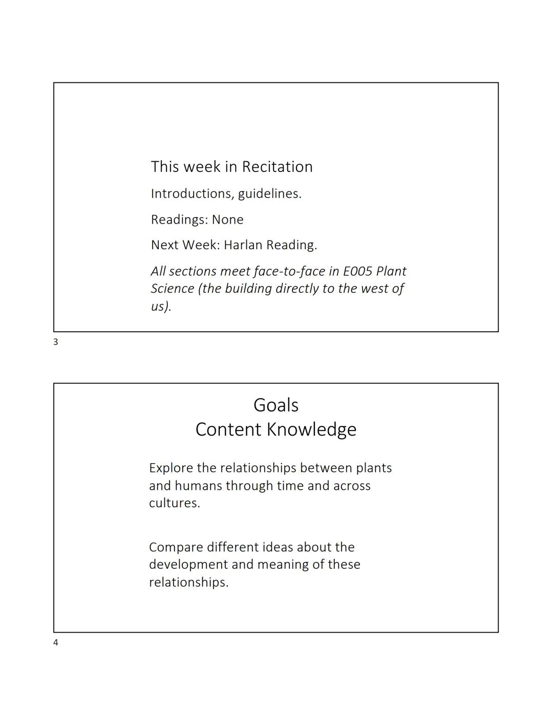 1
2
Plants and Civilizations - Lecture 1
Important! This course is at (or very near) capacity. I can't override when the class is
full. It i
