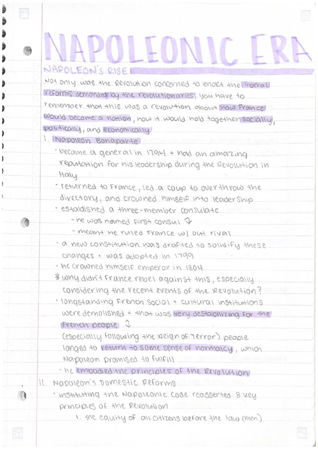 # NAPOLEONIC ERA
NAPOLEON'S RISE!
Not only was the Revolution concerned to enoct the liberall
reforms demanded by the revolutionaries, you