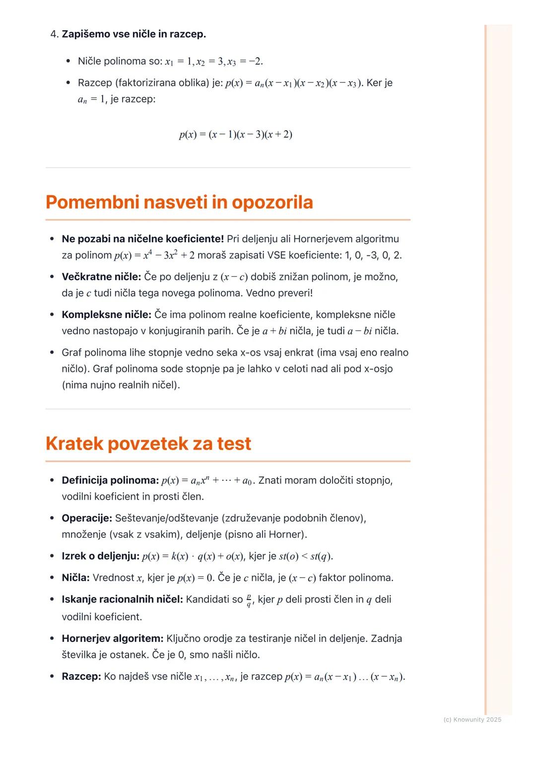 # Polinomi in njihove lastnosti
Uvod v polinome
Polinomi so ene od osnovnih funkcij v matematiki. So v bistvu posplošitev
linearnih in kva