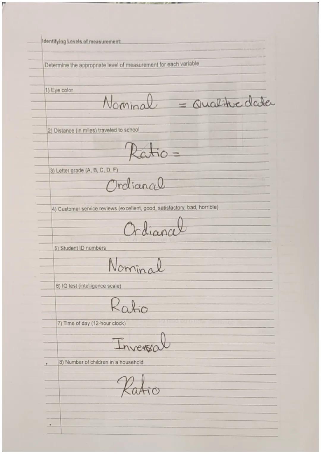 Section 1.3: Frequency, Frequency Tables, and Levels of Measurement
Goals:
1) Determine the appropriate level of measurement for data.
2) Kn