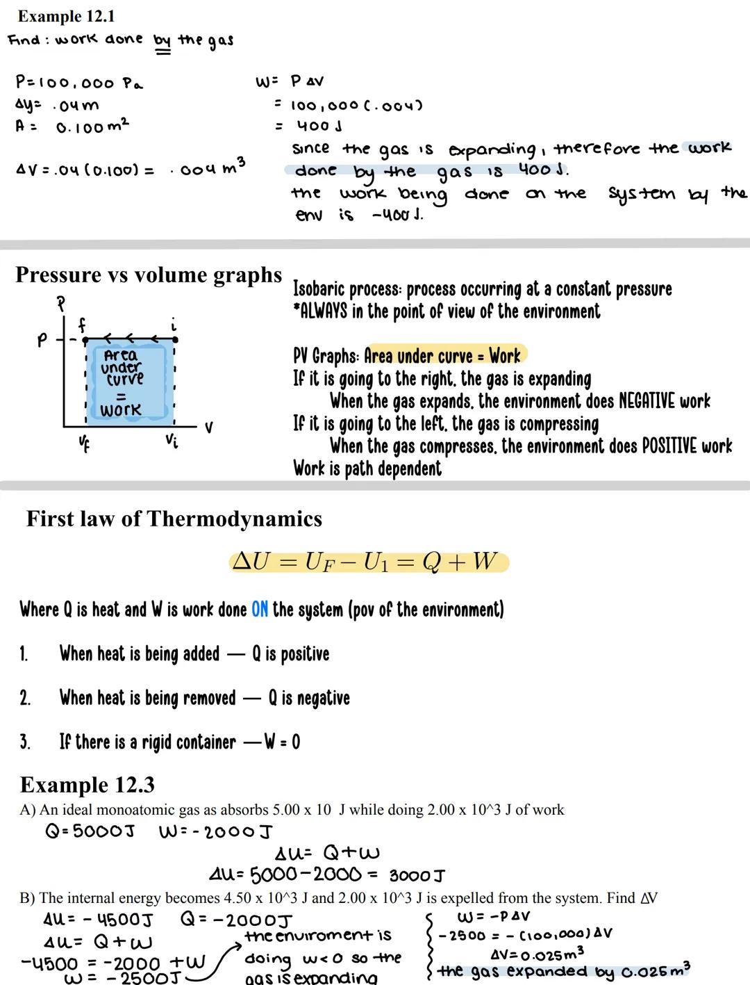 The Laws of Thermodynamics
Work
→F WO
-FW<0
AX ↑ F W=0
environment
↑+
system
A
Fa
Fil
Hexpand
compress
112.
*Work done by the gas
Consider: