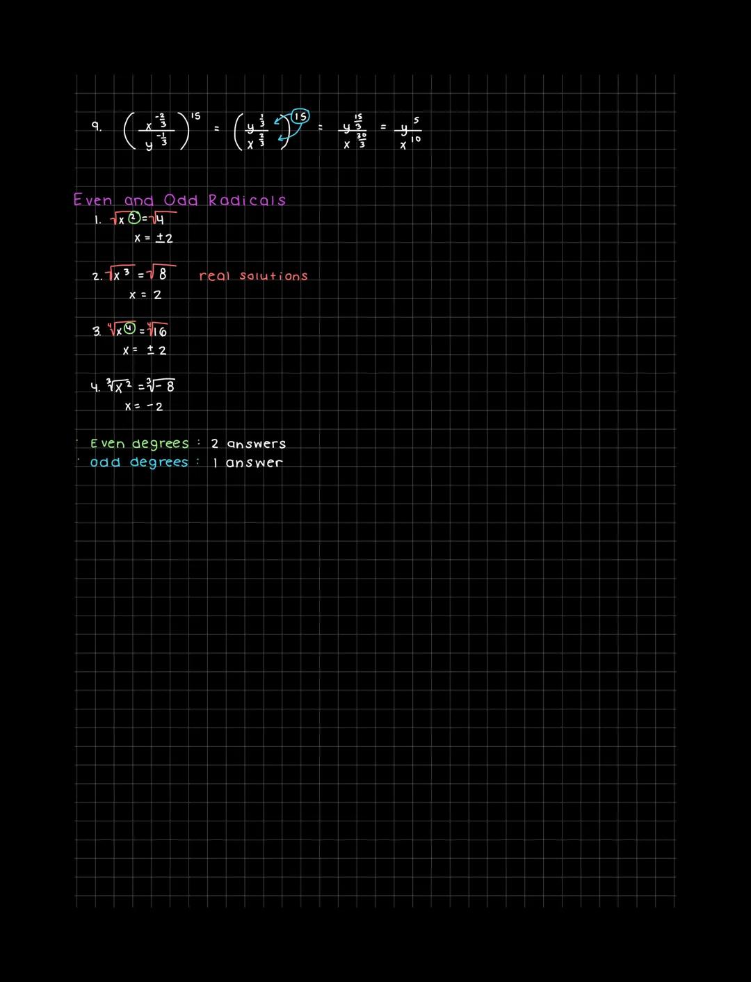 A. Basics
B. practice
2.
1. 36½/2 = -√√36 = 6
2½ 32 ²/2 = √/2 √√32
3
5. 8
3. Write in radical form (root)
√√x
6. 16
-1.6
X
7. 44.5
Rational